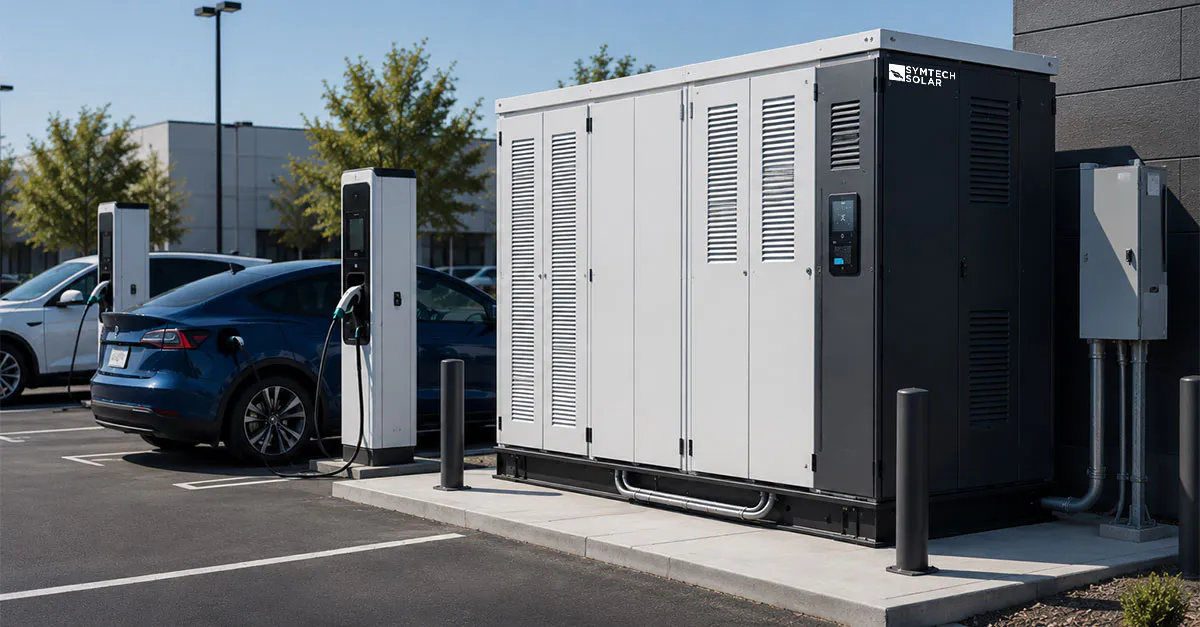 BESS with EV charging Station in a parking lot
