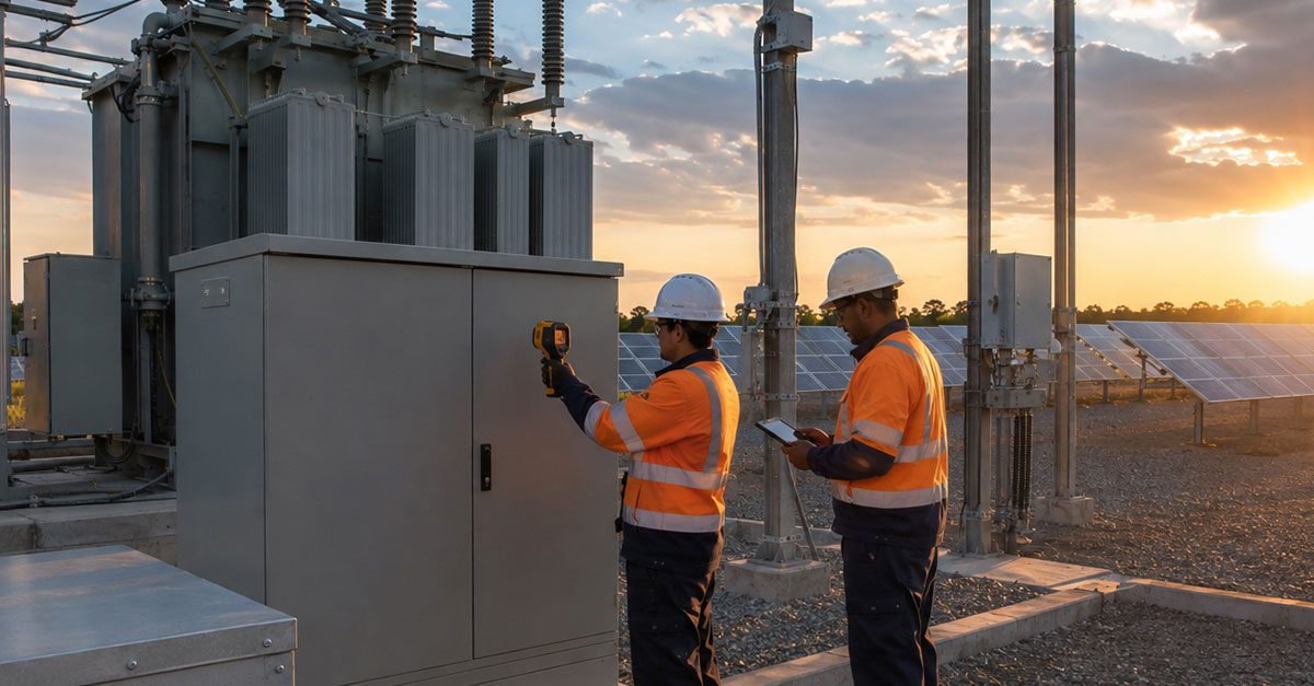 Technicians performing large-scale BESS commissioning and acceptance testing before commercial operations