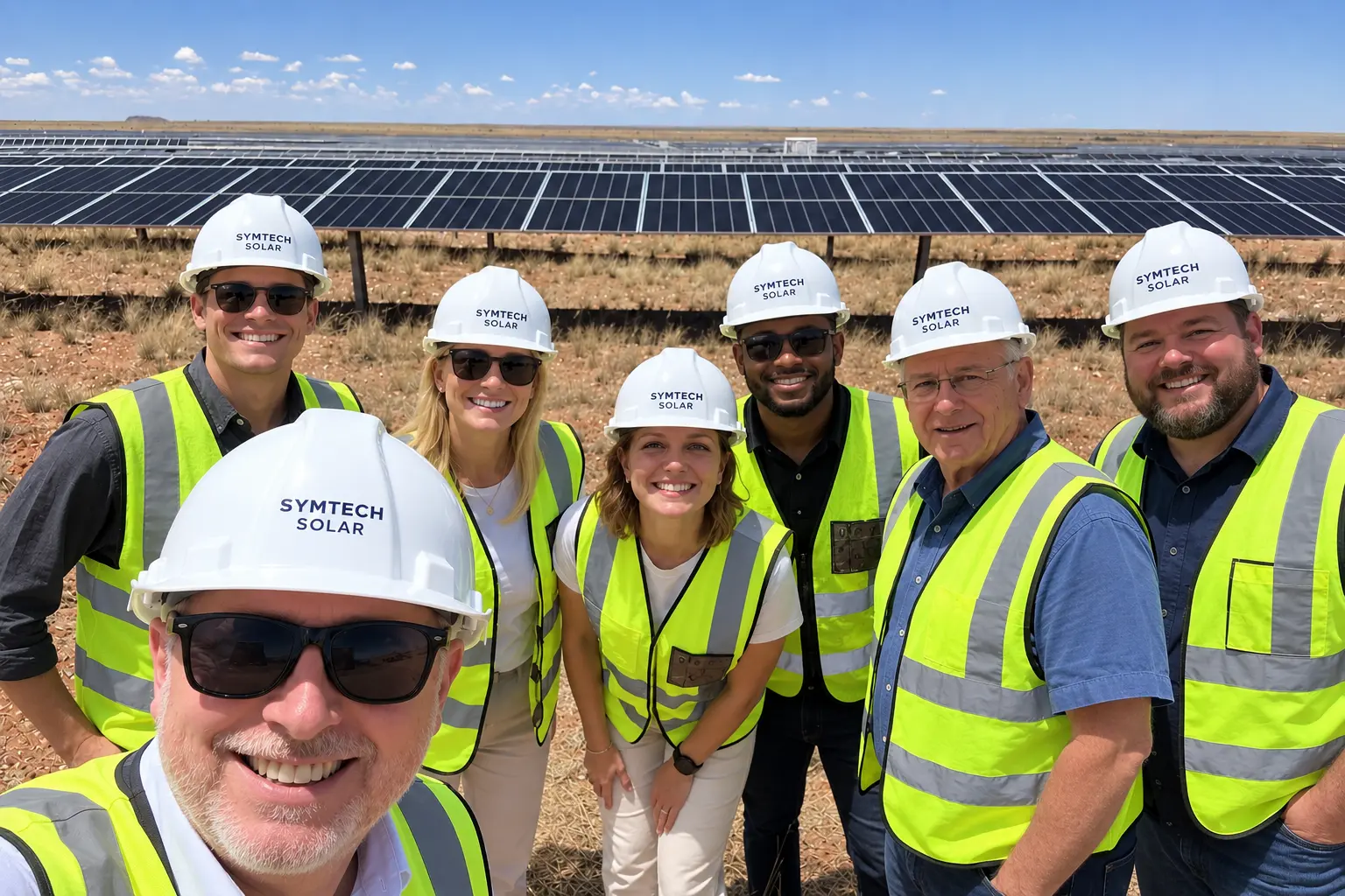 Symtech Solar EPC team at a completed solar farm in South Africa