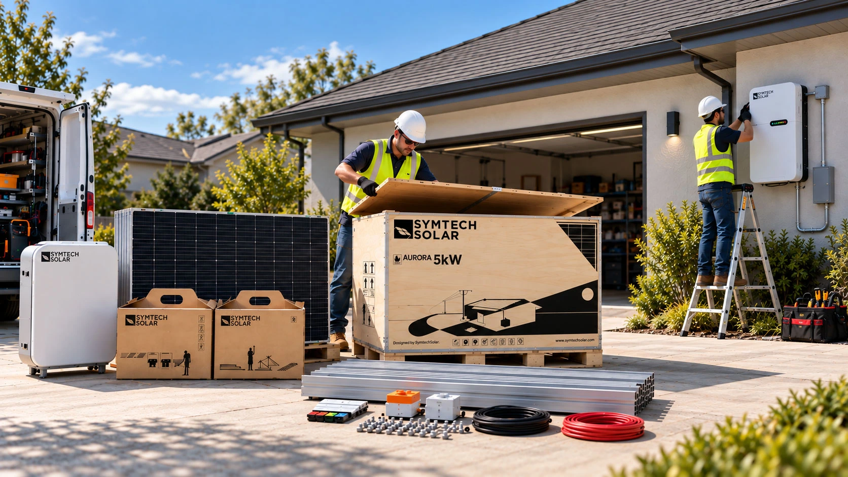 Hybrid On Off Grid Solar Kit being installed at a residential home