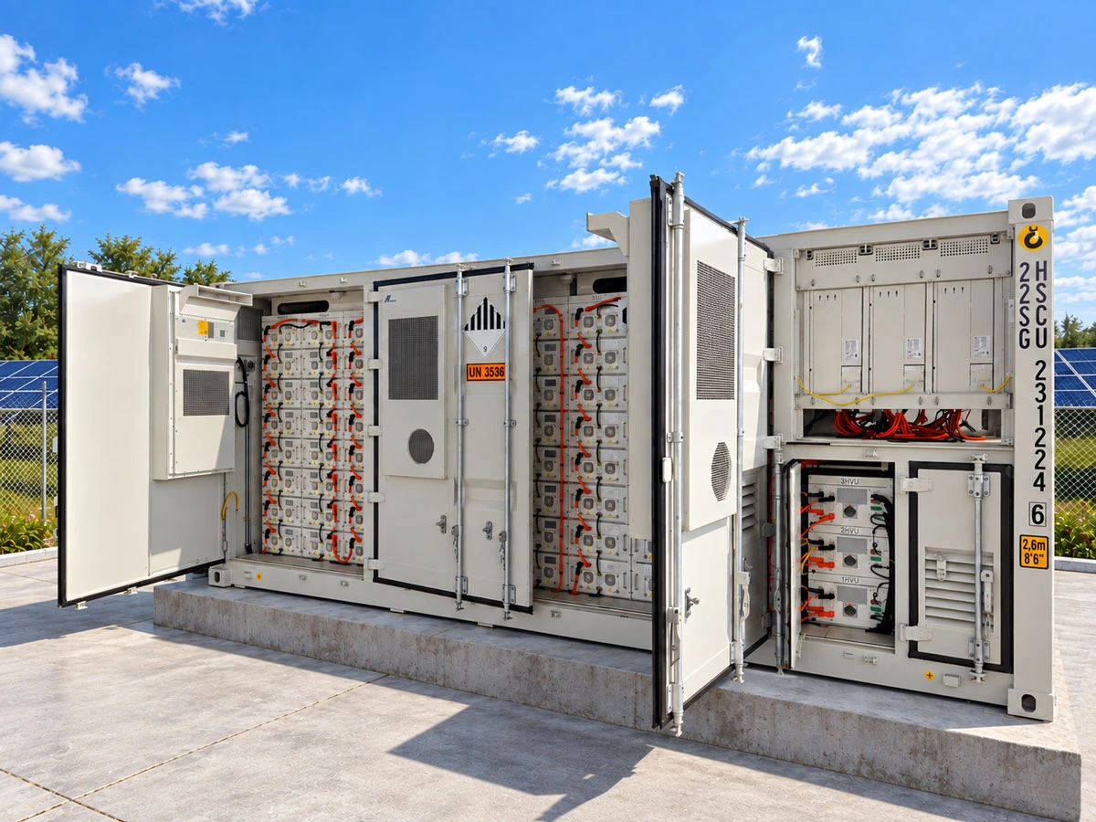 Symtech Solar, 1MW Battery Energy Storage System with doors open